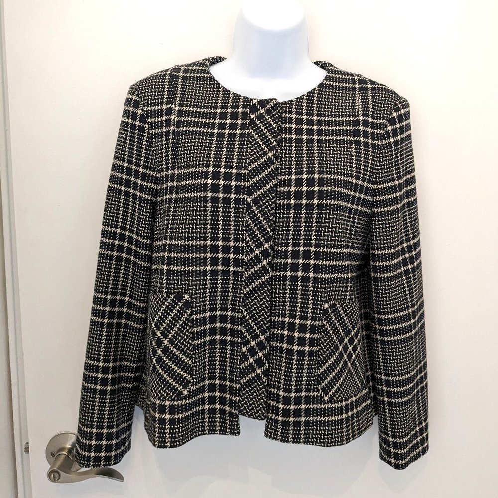 Zara Dark Navy Plaid Jacket